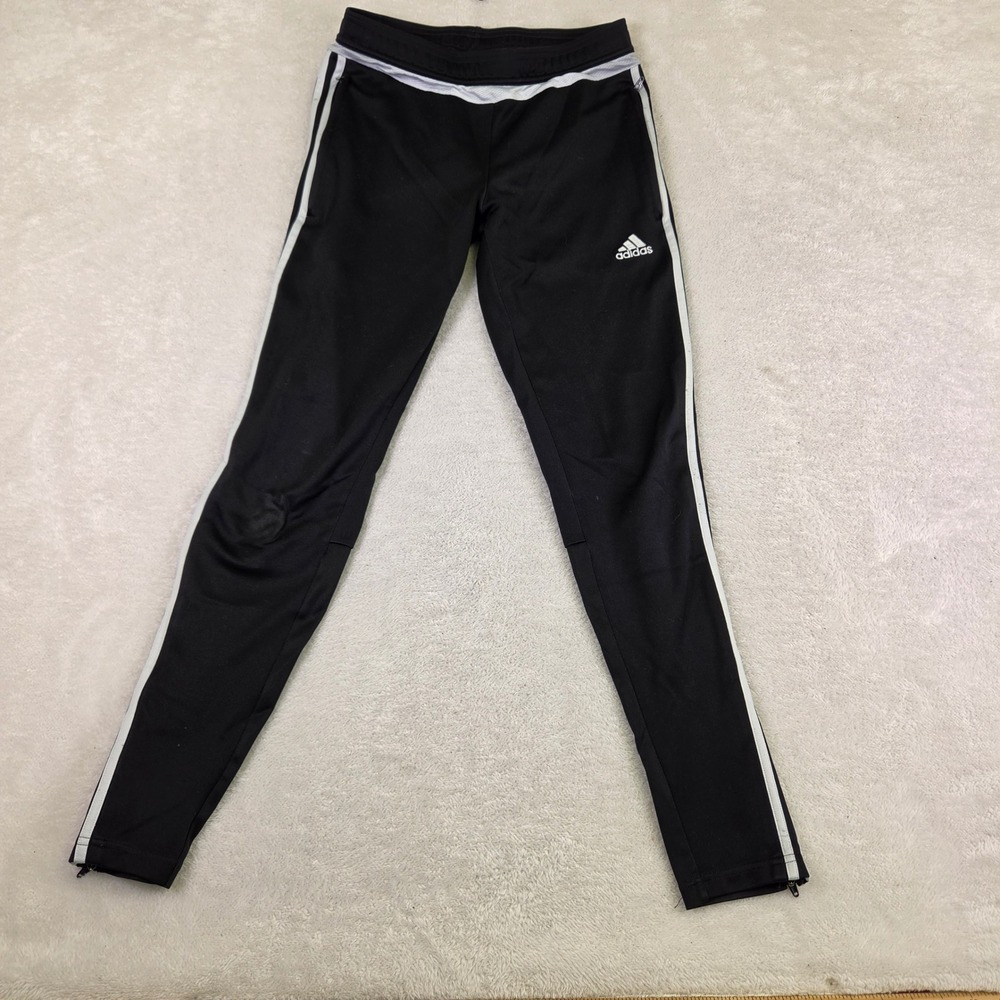 Adidas Tiro Training Pants Black White Stripe Zip Ankle Soccer Joggers Small